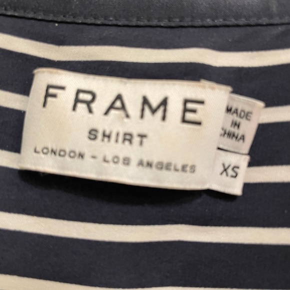 Frame denim 100% silk sleeveless top in Navy blue and white striped. - Picture 4 of 4